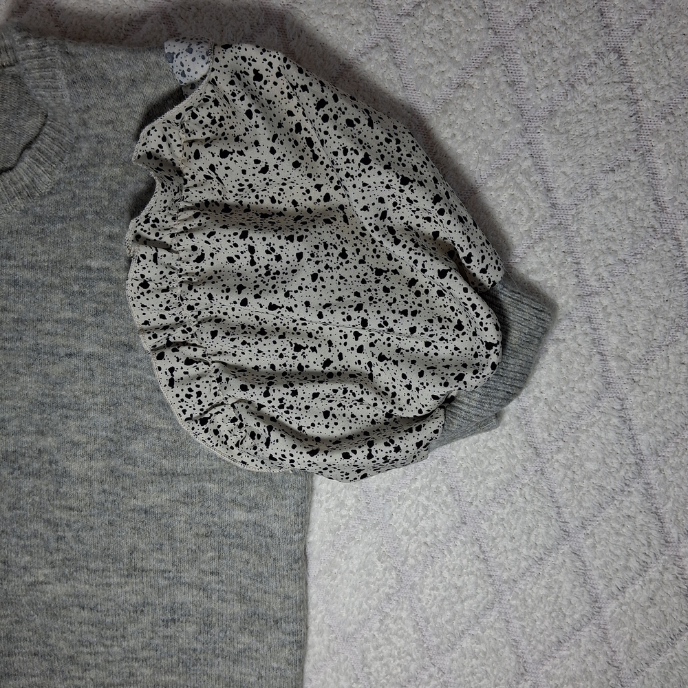 THML Gray Sweater with Patterned Ruffle Sleeves - Picture 2 of 7